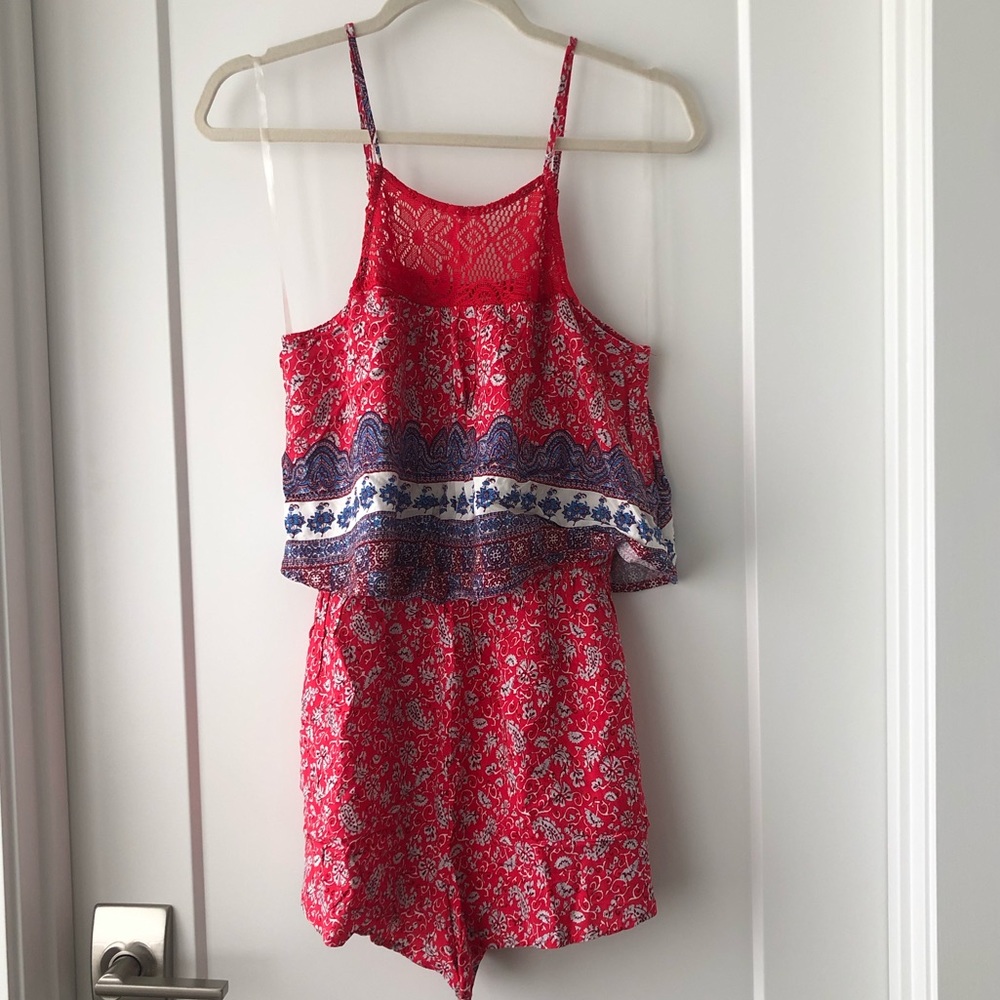 Red Casual Romper